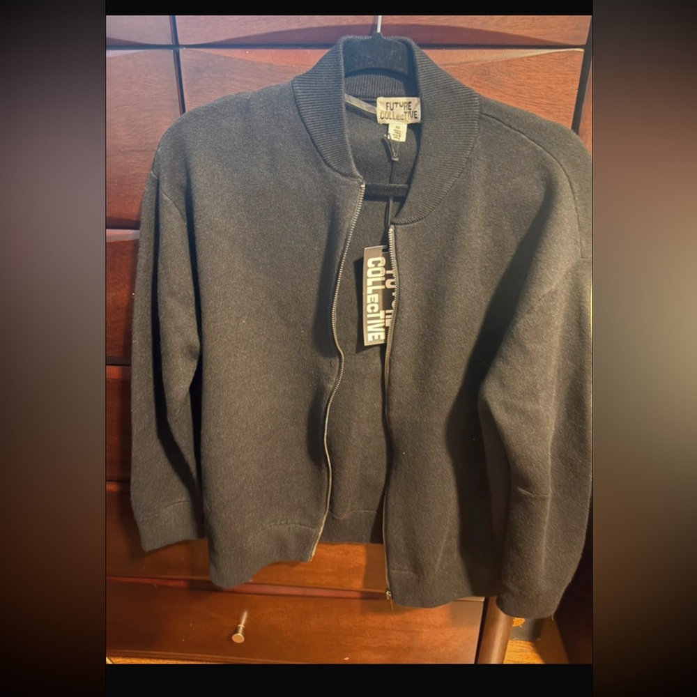 NWT Future Collective Black Sweater with zipper retail $45